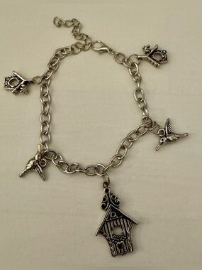 Silver-Tone Birdhouse Charm Bracelet